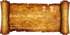 Kohán Nándor névjegykártya